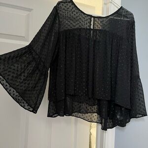 Elegant Black Sheer Women's Top with sparkles